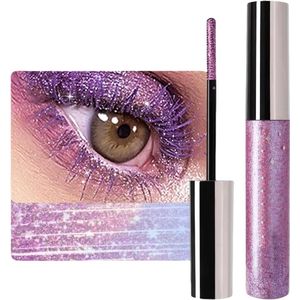 Paarse glittermascara voor volumineuze en verlengde wimpers, waterdicht en duurzaam met verzorgende formule voor een stralende oogopslag