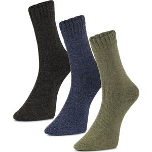 Alpaca-wollen sokken (Maat 41-47) - 3 Paar - Dik - Blauw/Groen/Zwart - Winter sokken - Warme sokken - Dikke sokken - American Alpaca - Mannen