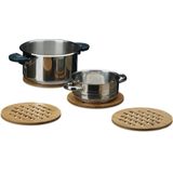 relaxdays bamboe ronde onderzetters - 4 stuks - hout