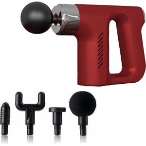 Massage Gun - Sport en Relax Massage – Professioneel - 4 Opzetstukken - Massage Apparaat - Massage pistool - Rood