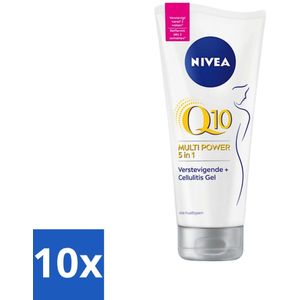 10 x NIVEA - Anti-Cellulitis Gel - Q10 5-in-1 Verstevigend - Vermindert cellulitis - Met Lotusextract - 200 ml - Lotusextract - Anti-aging - Huidverjonging - Zijdezachte Huid - Energieke Huid