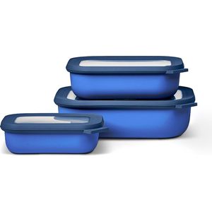 Mepal - Multikom Cirqula vershouddoos set - 500 + 1000 + 2000 ml - Rechthoekig - Vivid blue