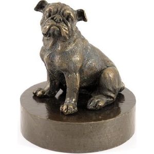 Bull Dog zittend - Verbronsd Honden Asbeeld Dieren Urn Voor Uw Geliefde Hond