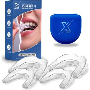 Xtrazz® Anti Knarsbitje - 4Stuks - Gebitsbeschermer - Tandenknarsen - Bruxisme - Nachtbeugel - Dental Guard - Anti Snurken - Incl Opbergbakje