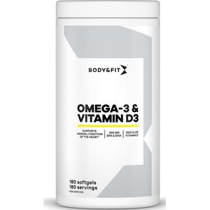 Body & Fit Omega-3 & Vitamine D3 - Visolie Capsules - Vitamine D3 1000 IU - 180 stuks