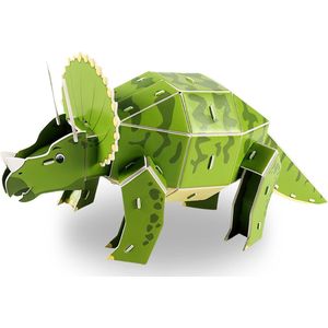 Ainy - 3D puzzel dinosaurus Triceratops: Miniatuur bouwpakket / educatief speelgoed knutselpakket - hobby puzzels en creatief dino modelbouw voor kinderen | 30 stukjes - 35x13x14cm