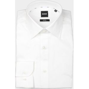 BOSS Hank slim fit overhemd - twill - wit - Strijkvriendelijk - Boordmaat: 45