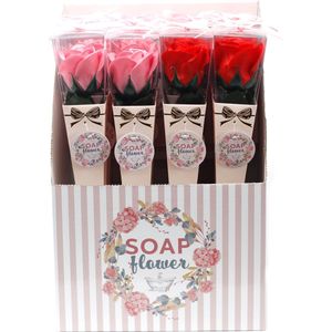 Zeep Bloemen - Medium Roos - Rood & Roze - 12 Stuks - 30x5x5cm