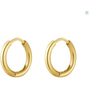 Oorringen -oorbellen - perfecte basic - goud kleur - stainless steel - maat medium - 1,4 cm - kliksluiting - makkelijk in en uit doen- sinterklaas/kerst/blackfriday deal