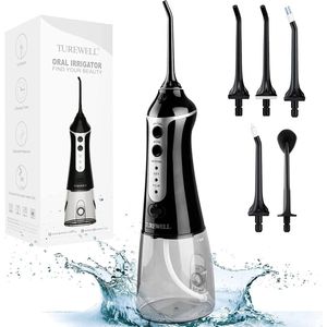 Draadloze Oral Monddouche met 3 Modi en 5 Sproeiers - Waterflosser IPX7 Waterdicht, USB Oplaadbaar, 300 ml - Ideaal voor Thuis en Op Reis