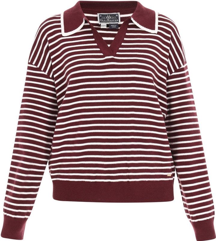 DreiMaster - Maritim - Trui - Donkerrood/Wit - Gestreept