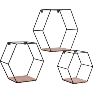Wandrek - Wandplankenset - Torna Avea - 3 stuks Rek - Zwart - MDF