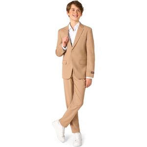 OppoSuits Daily Dark Sand - Casual Tiener Pak - Voor Bruiloften, Schoolfeesten en Casual Chic - Inclusief Pantalon en Blazer - Maat EU 134/140 - 10 Jaar