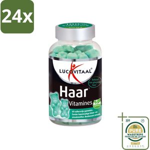 Lucovitaal - Supplement - Haar Vitamines - Suikervrij - Bosbessen Smaak - 60 Gummies - Voordeelverpakking - 24 stuks - Zink - Gezonde haargroei