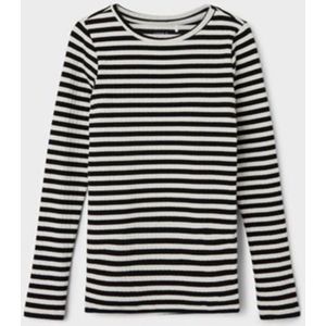 Name It T-shirt Nkfsuraja Xsl Ls Top Noos 13221091 Black Pattern Stripe Dames Maat - W146 X L152