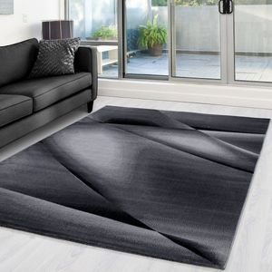 Zwart Tapijt Laagpolig Vloerkleed - 80x300cm- Modern - Woonkamer - Salon - Slaapkamer - Eetkamer