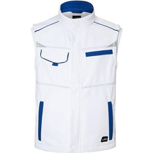 James and Nicholson Uniseks werkkleding Softshell Vest Level 2 (Wit/royaal blauw)