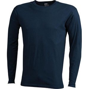 James and Nicholson - Heren Medium Lange Mouwen T-Shirt (Donkerblauw)