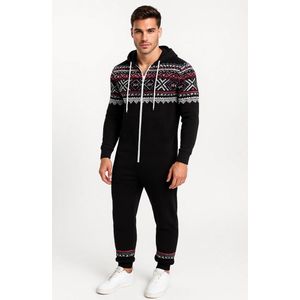 Zwarte Onesie - Huispak - Aztec - Onesie mannen - Onesie Vrouwen - Maat S