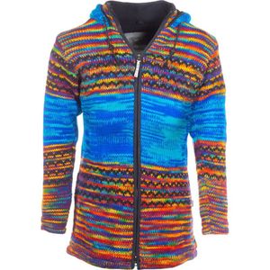 Wollen damesvest | merk Pure Wool | model Chanine | kleurrijk | maten S-XXL | afritsbare muts