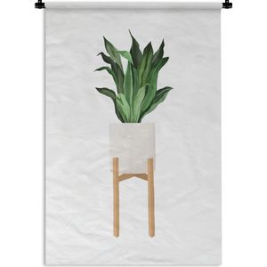 Wandkleed PlantenKerst illustraties - Illustratie van een plant met lange bladeren op een witte achtergrond Wandkleed katoen 60x90 cm - Wandtapijt met foto