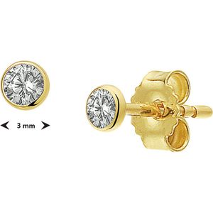 Sparkle14 Oorknoppen Zirkonia 3 mm - Goud