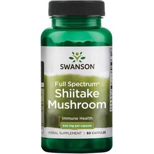 Swanson - Full Spectrum Shiitake Mushroom - Entinus edodes - Superfoods - 1000mg per dagdosering - 60 Capsules
