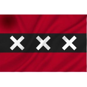 Partychimp Amsterdamse Vlag Amsterdam Ajax - 90x150 Cm - Polyester - Rood/Zwart/Wit