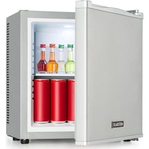 Klarstein Secret Cool Mini-koelkast - Minibar - Energielabel G - 13 Liter - 45 cm hoog - 2 Etages - 22 dB - Koelbereik: 5 - 8°C - Vrijstaand - Drankkoelkast - Zilver