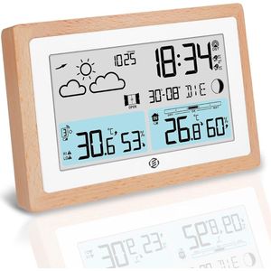 Equivera Weerstation Binnen en Buiten - Weerstation - Draadloos - Thermometer, Barometer, Hygrometer - Buitensensor - Temperatuur - Weersvoorspelling