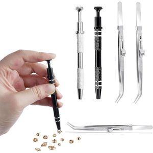 sylbx 4 Pieces Gemstone Tweezers, Gemstones Tweezers, Gemstone Collecting Tools, Jewelry Tweezers, 4 Claws, Pickup Tweezers for Small Items and Electronic