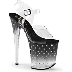 Pleaser - STARDUST-808T Sandaal met enkelband, Paaldans schoenen - Paaldans schoenen - 39 Shoes - Zwart/Wit