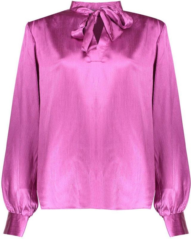 Geisha - Blouse - Paars - Satin Look - Met Strikdetails