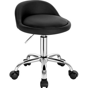 KTN® - Draaikruk met Lage Rugleuning - Kantoorkruk - Ergonomisch - Hoogte Verstelbaar - Wielen - Kruk - Stoel - PU leer - Zwart