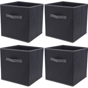 Set van 4x stuks kast opberg/opruim manden antraciet grijs 30 x 30 x 30 cm