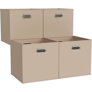 4 Opbergdozen 33L - Versterkt - 33x33x33 cm - Oxford Materiaal - Handgrepen - Organizer Kubus - Beige