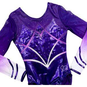 Sparkle&Dream Turnpakje Noa Paars - Maat CSM 98/104 - Gympakje voor Turnen, Acro, Trampoline en Gymnastiek