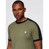 Ombre - T-Shirt Heren - Olijfgroen - met bies
