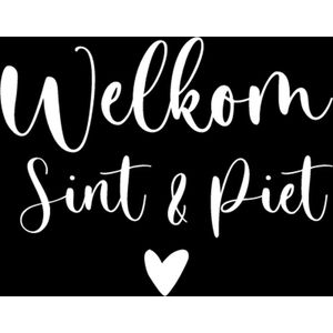 Welkom Sint & Piet Met Hartje - Sinterklaas - statische sticker - herbruikbaar - wit - KLEINE FRUM
