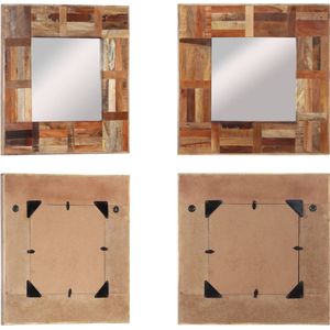 vidaXL Wandspiegel 50x50 cm massief gerecycled hout - Wandspiegel - Wandspiegels - Houten Wandspiegel - Spiegel