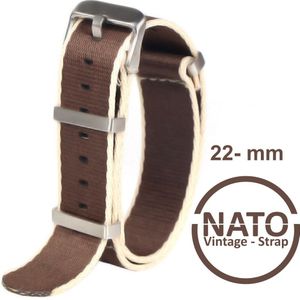 22mm Nato Strap Bruin Khaki - Vintage James Bond - Nato Strap collectie - Mannen - Horlogebanden - 22 mm bandbreedte