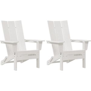 vidaXL - Opvouwbare - Adirondack - Stoelen - 2 - stuks - Wit - 74,5x80,5x90 - cm - HDPE