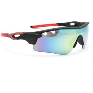 MILAN ROSSO - Matt Zwart/Rood Polorized Sportbril met UV400 Bescherming - Unisex & Universeel - Sportbril - Zonnebril voor Heren en Dames - Fietsaccessoires
