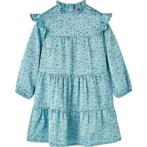 vidaXL - Kinderjurk - met - lange - mouwen - 140 - blauw