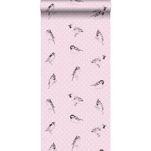 ESTAhome behang vogels zacht roze - 53 cm x 10,05 m - 115747