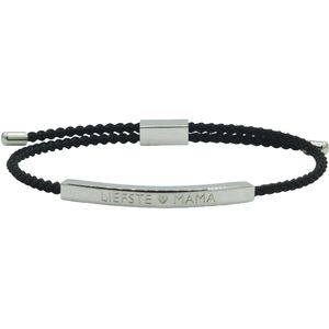 Armband voor moeder - Gegraveerd met 'LIEFSTE MAMA' - Cadeau voor Moederdag/Verjaardag - Kleur Zilver & Zwart
