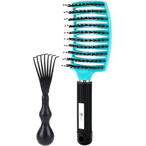 Guardian Beauty Haarborstel - Gebogen Borstel - Met Haarborstelreiniger - Groen