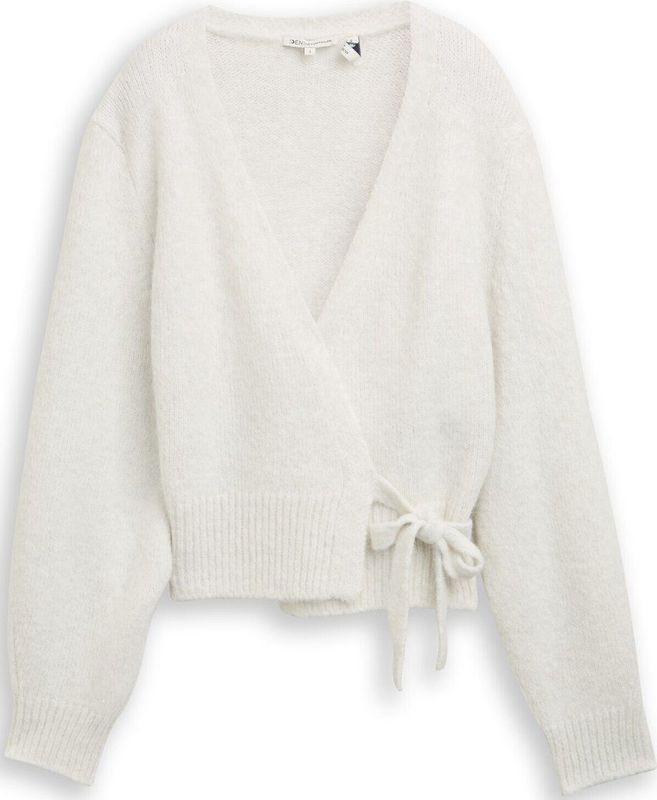 TOM TAILOR DENIM - Gebreid Vest - Beige - V-hals - Losse Pasvorm