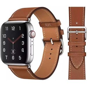 UrbanGoods - Horloge band - Geschikt voor Apple Watch - Echt Leer - 42 / 44 / 45 mm - Bruin - Series  4 5 6 7 SE - Smartwatch iWatch