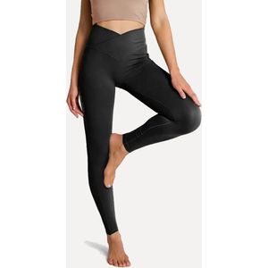 Namastae® Yoga legging dames | Yoga broek dames | Cross over legging | Ankle length | Zwart | Maat 34 | Maat XS